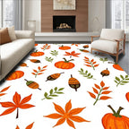 Orange Pumpkin Autumn Leafy Vines Rug