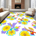Whimsical Boy Girl Yellow Floral Arrangement Rug