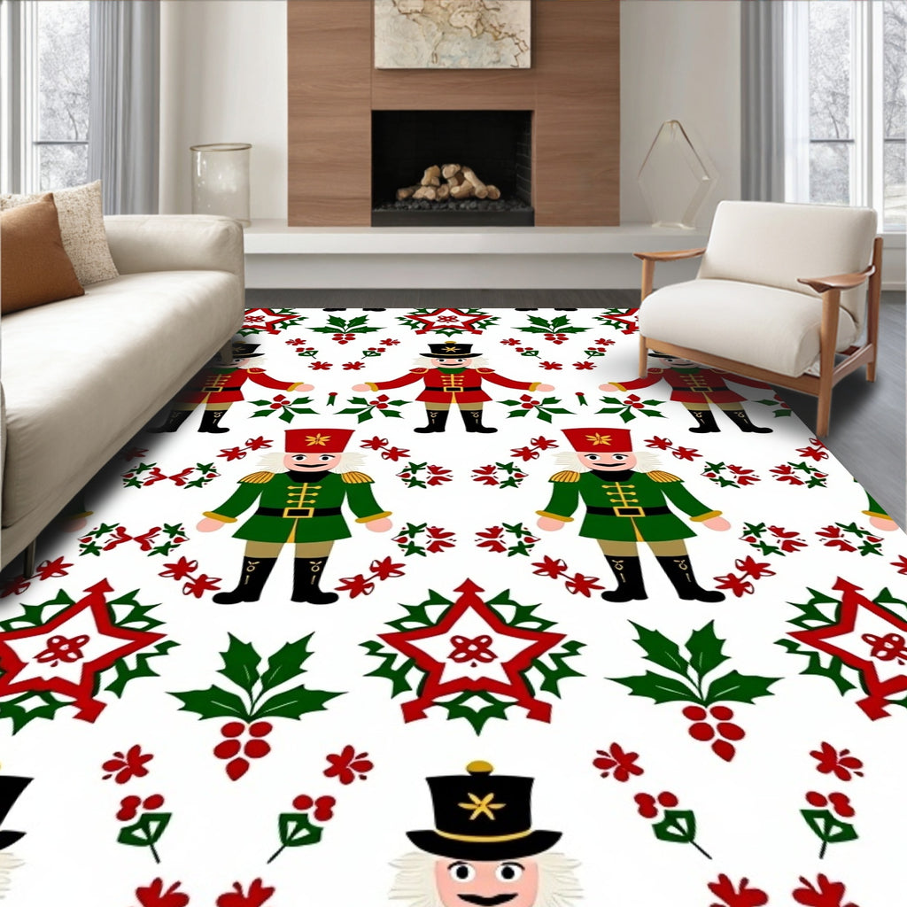 Festive Red Soldier Holly Star Rug