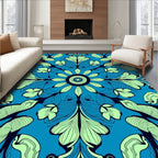Aqua Mint Floral Medallion Rug