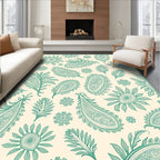 Teal Paisley Botanical Floral Accent Rug