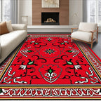 Vibrant Red Floral Cartouche Rug