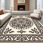Intricate Cream Mandala Border Rug