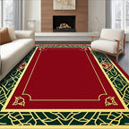 Elegant Red Green Golden Border Rug