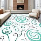 Turquoise Swirl Abstract Whimsical Rug