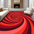 Crimson Swirling Spiral Abstract Rug
