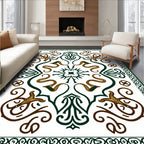 Elegant White Emerald Swirl Floral Rug