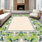 Verdant Green Floral Border Rug