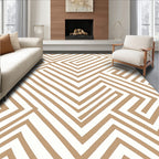 Tan White Geometric Maze Rug