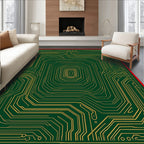 Green Gold Circuit Board Abstract Rug