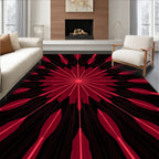Fiery Red Starburst Bloom Ray Rug