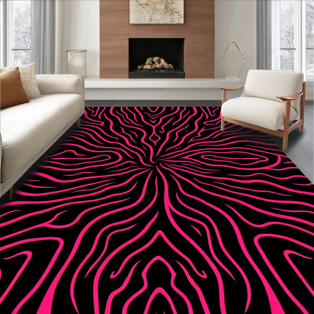 Shocking Pink Zebra Swirl Rug