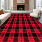 Vibrant Crimson Checked Grid Rug