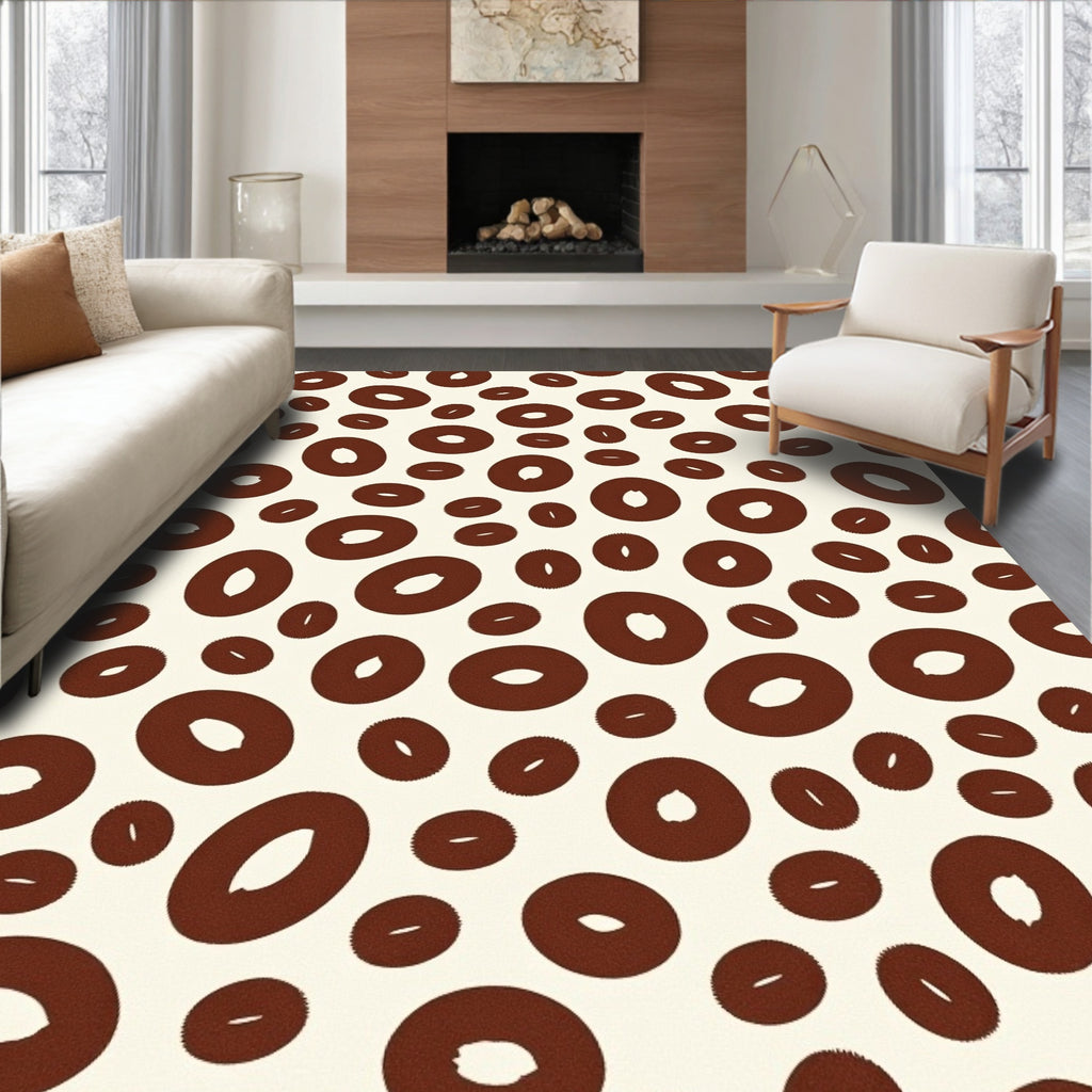 Warm Brown Oval Scattered Scatter Rug