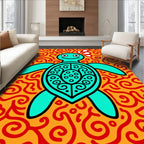 Turquoise Turtle Swirl Orange Rug