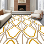 Golden Taupe Intersecting Diamond Grid Rug