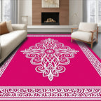 Vibrant Pink White Central Medallion Rug