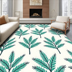 Teal Fern Frond Repeat Rug