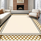 Gold Chain Links Geometric Border Rug