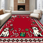 Red Merry Dogs Candy Canes Gifts Rug