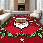 Festive Santa Claus Holly Star Rug