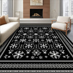 Black White Intricate Snowflake Rug