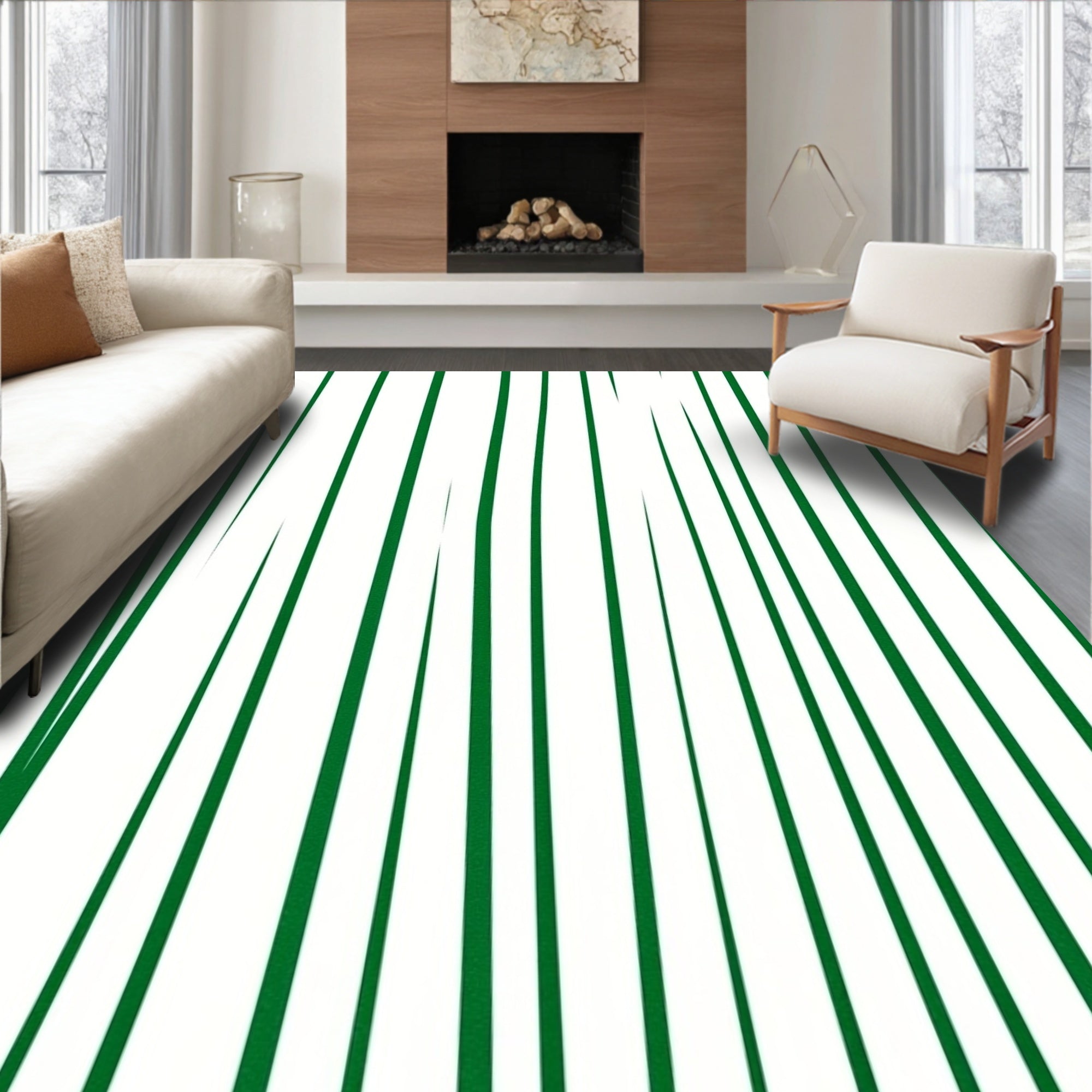 Verdant Vertical Organic Lines Rug