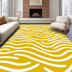 Golden White Abstract Wave Surface Rug