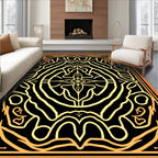 Golden Black Intricate Tribal Medallion Rug