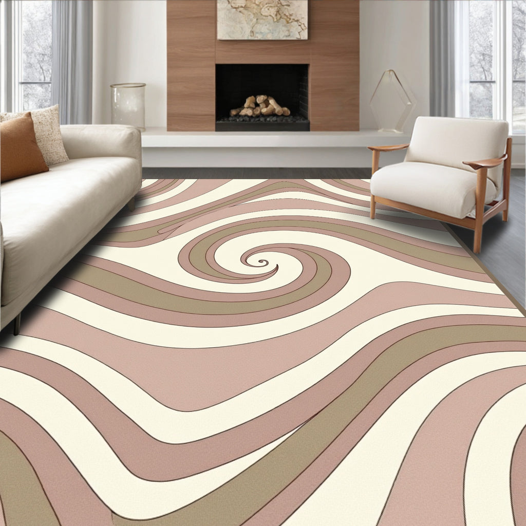 Soft Retro Swirl Abstract Rug