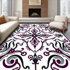 Deep Plum Victorian Floral Scroll Rug