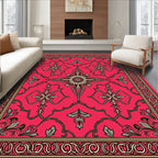 Vibrant Crimson Floral Scroll Rug