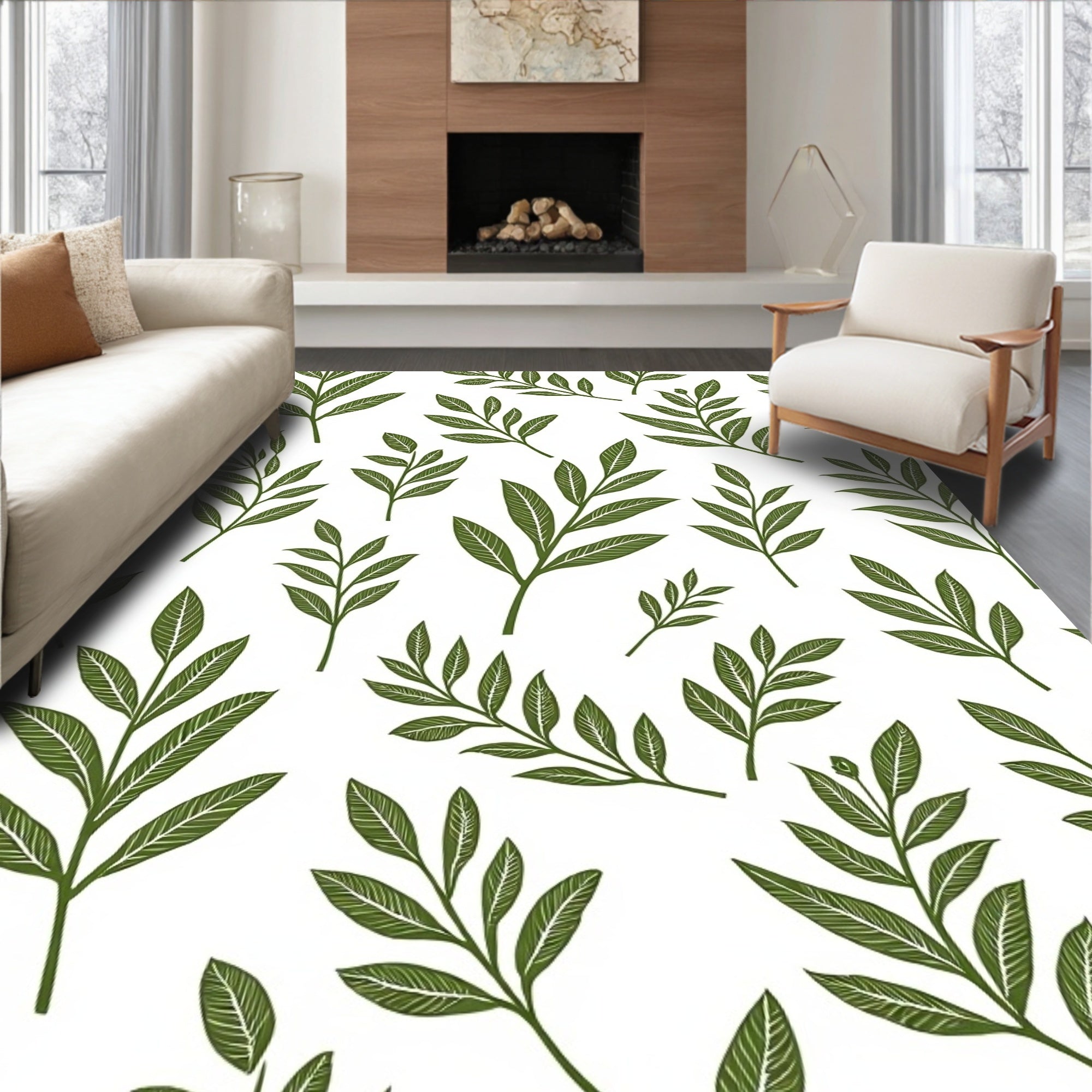 Tender Green Leaf Botanical Rapport Rug