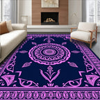 Pink Navy Mandala Floral Border Rug