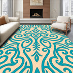 Teal Coral Swirls Damask Rug