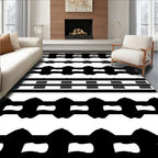 Bold Black Contemporary Chain Rug