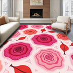 Crimson Pink Rose Floral Composition Rug