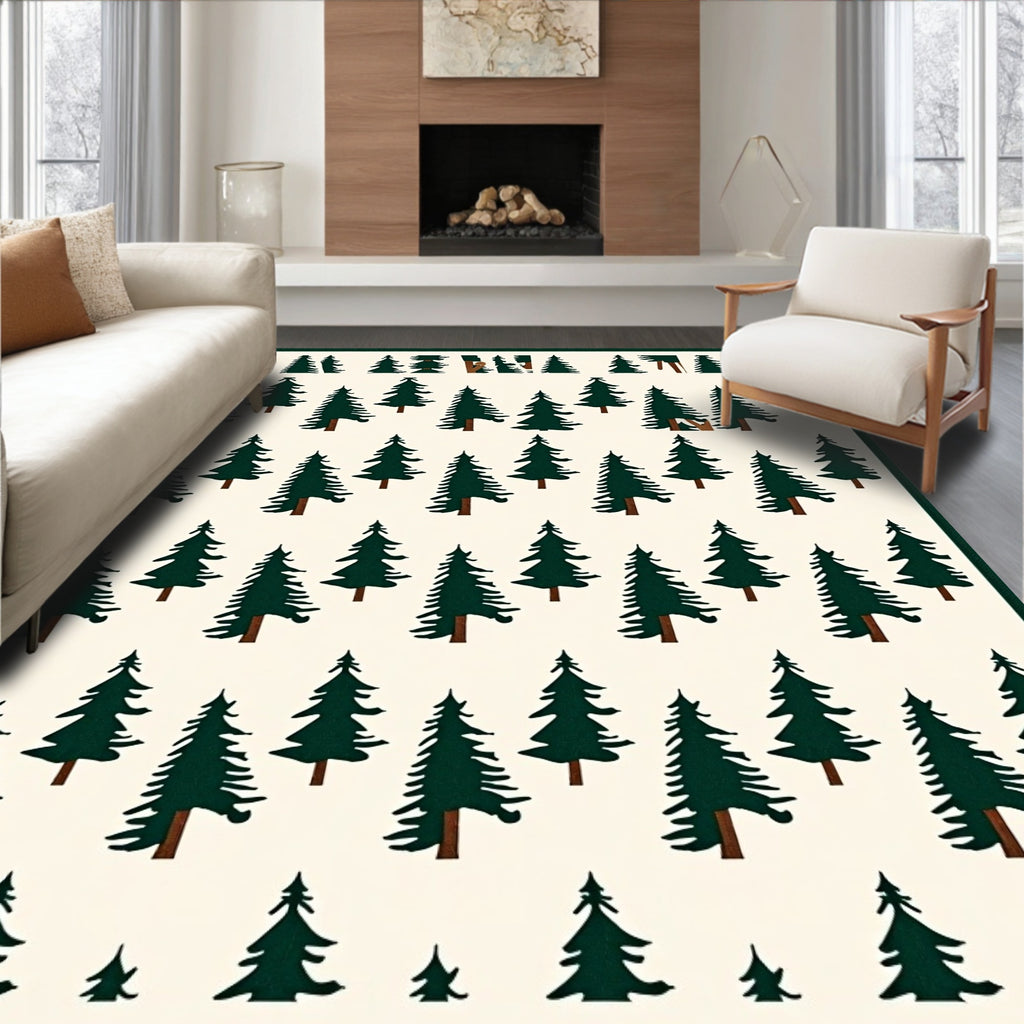 Forest Evergreen Tree Repeating Pattern Rug
