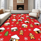 Gingerbread Houses and Snowflakes Red Rug