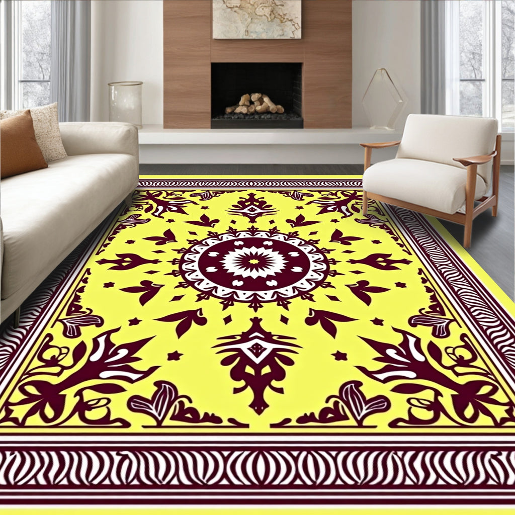 Regal Crimson Floral Medallion Rug