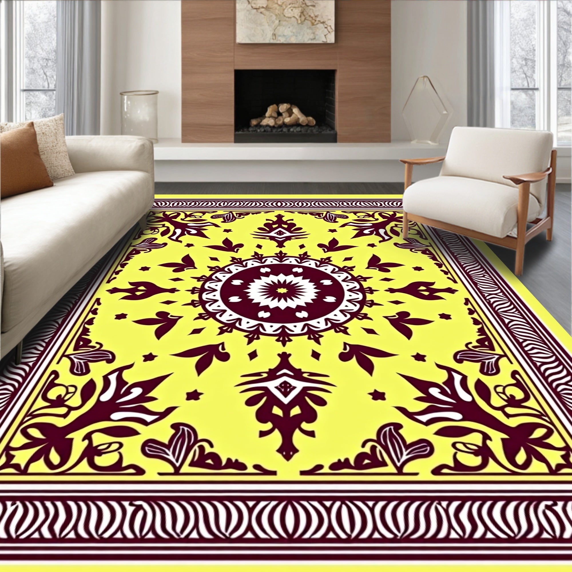 Regal Crimson Floral Medallion Rug