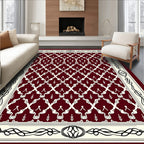 Crimson Cream Interlocking Diamond Frame Rug