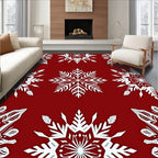 Crimson Snowflake Intricate Paper Cut Rug