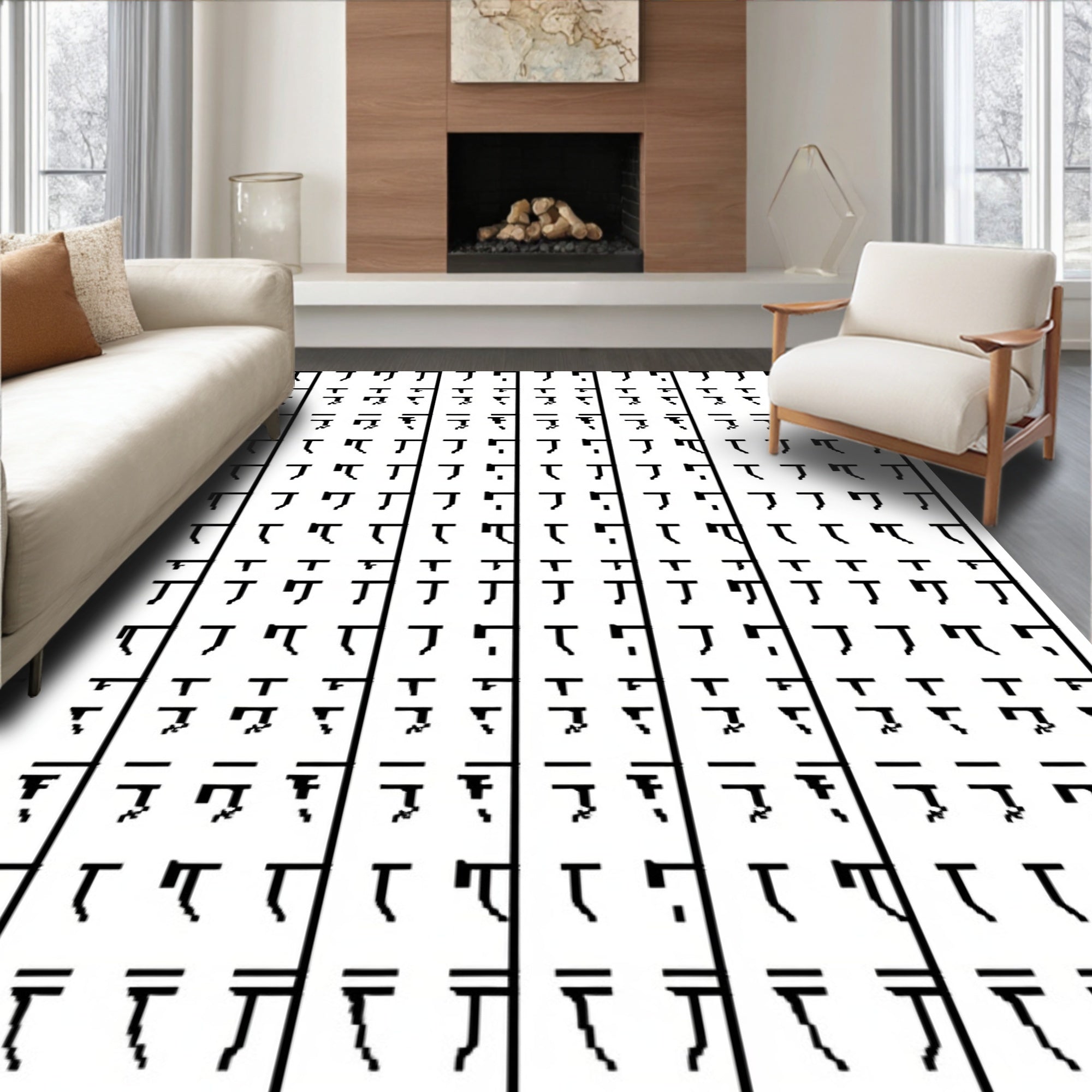 Minimal Monochrome Vertical Stripe Rug