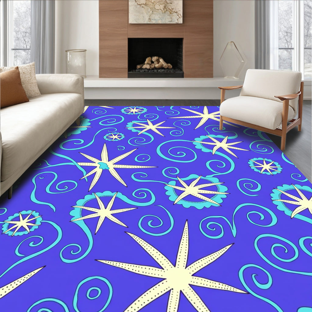 Star and Swirl Blue Cream Rug