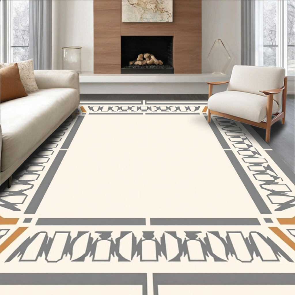 Gray Golden Arch Geometric Frame Rug