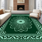 Emerald Teal Medallion Border Rug