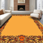 Orange Floral Vine Border Art Rug