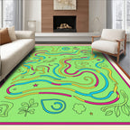 Whimsical Green Maze with Vibrant Swirls Rug