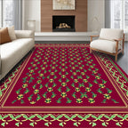 Crimson Laurel Leaf Scatter Rug